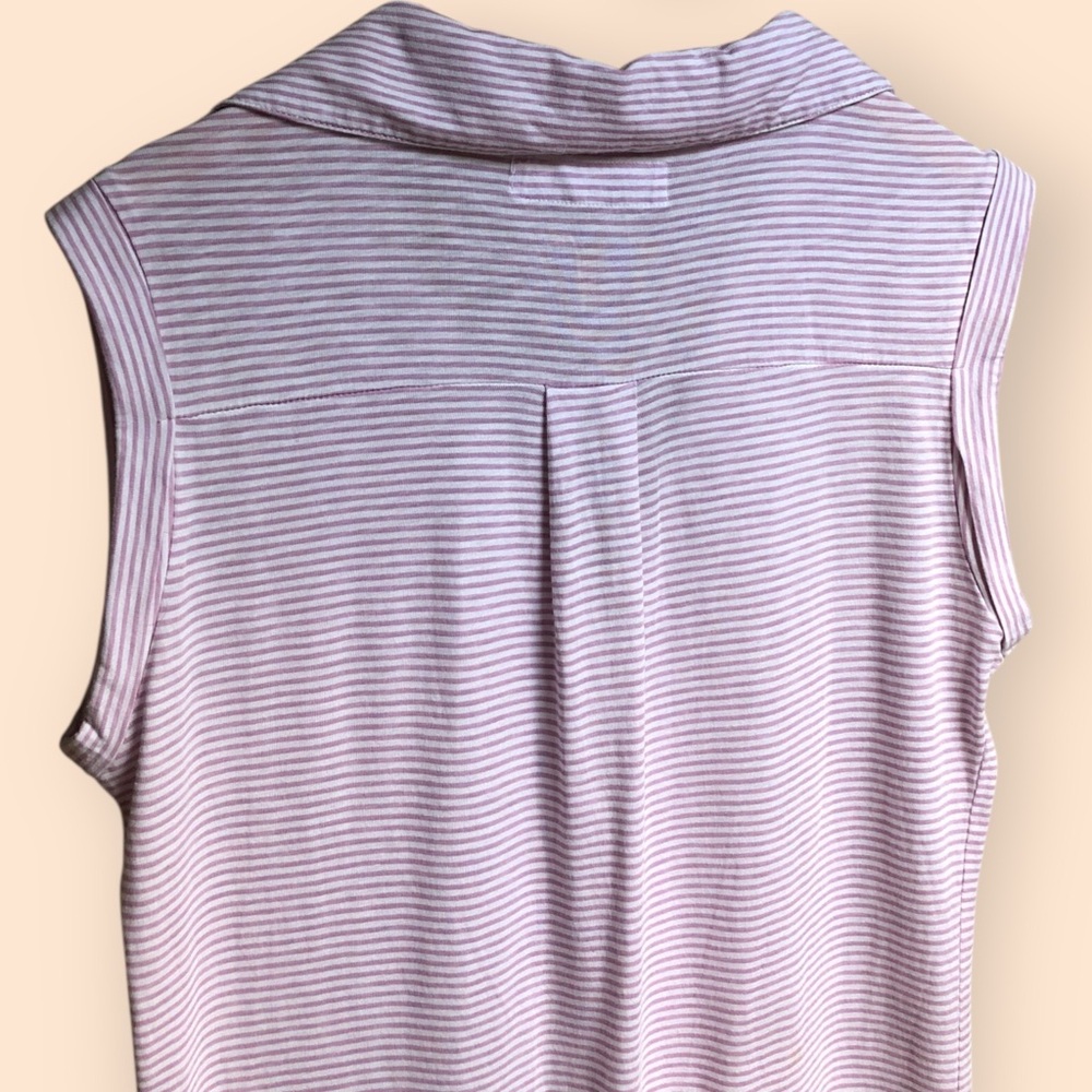 Carve Designs Organic Cotton Lavender Striped Sleeveless T-shirt Dress Women’s M - Picture 9 of 11
